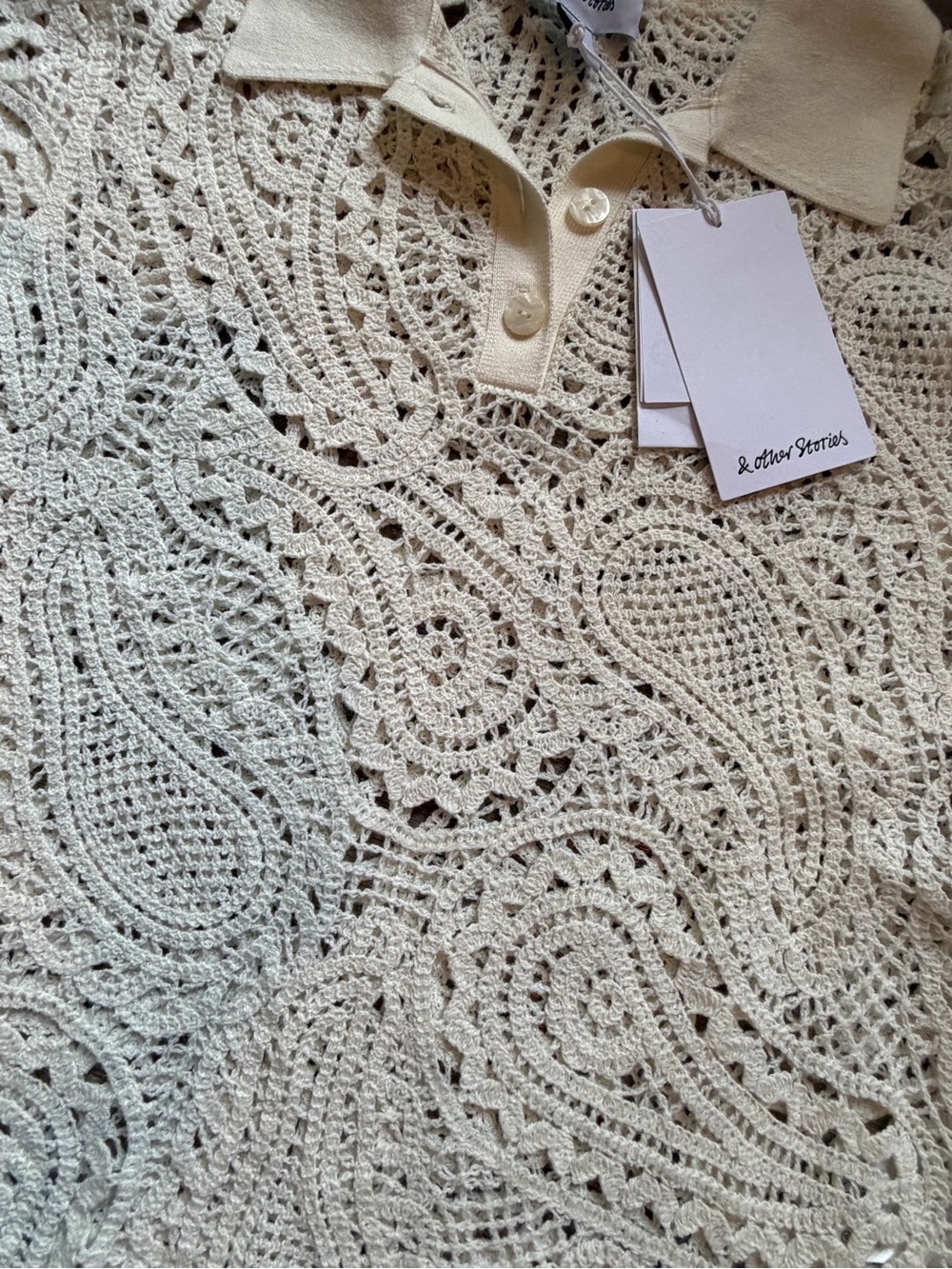 & Other Stories Crochet Paisley Polo NWT size small - Picture 5 of 7